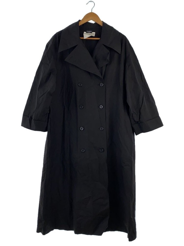 Chanel Trench Coat/42/Cotton/Blk 6533