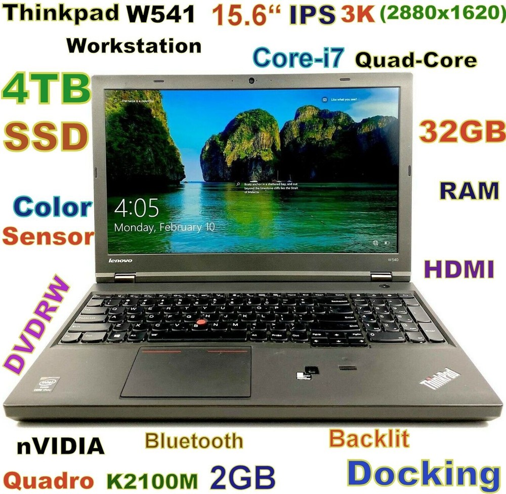 Workstation Thinkpad W541 i7-QUAD 4TB SSD 32GB 15.6 3K IPS Quadro K2100M + Dock