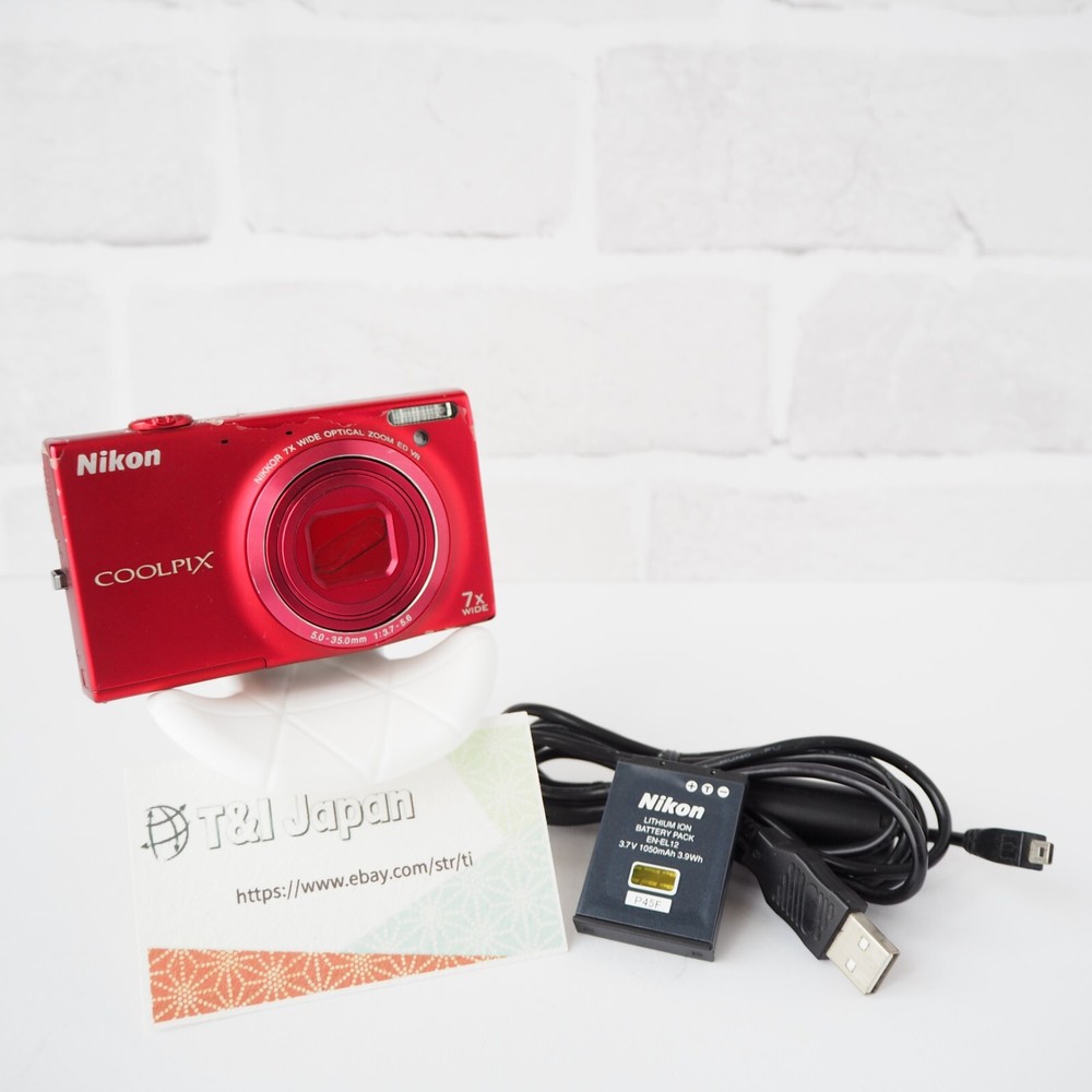 (Excellent 5+)Nikon COOLPIX S6100 Red 16.0MP 7x Optical Zoom From Japan tested