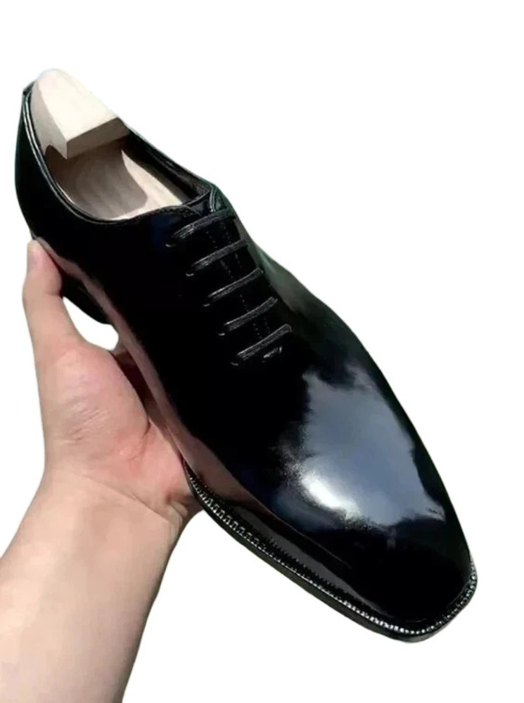 Handmade Black Oxford Lace Up Casual Premium Quality Dress Office Shoes For Men