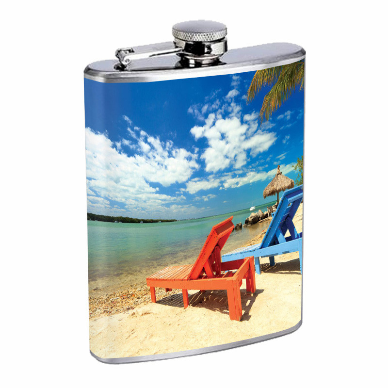Florida Hot Spots Florida Keys D1 Flask 8oz Stainless Steel Hip Drinking Whiskey