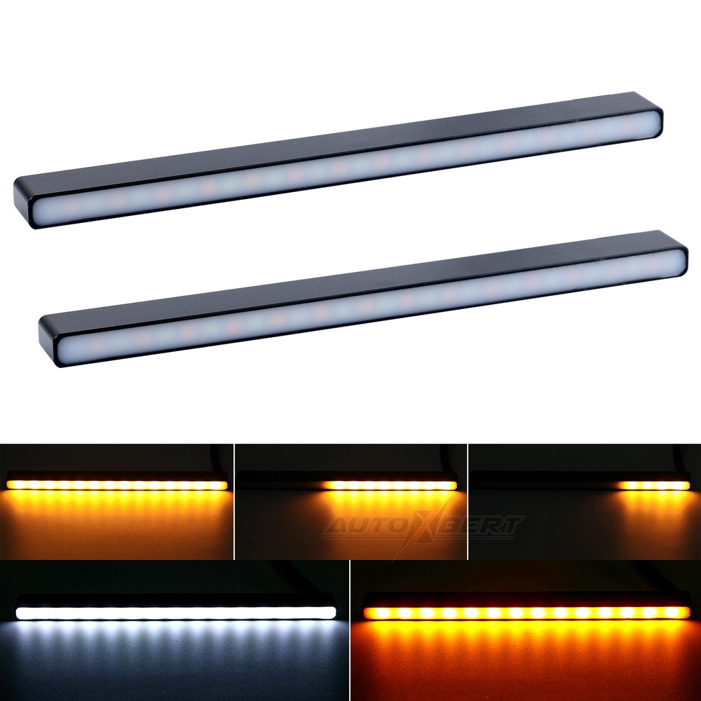 2 x Universal Car Daytime Running Light Strips LED Turn Signal Lamp Bar DRL 12V