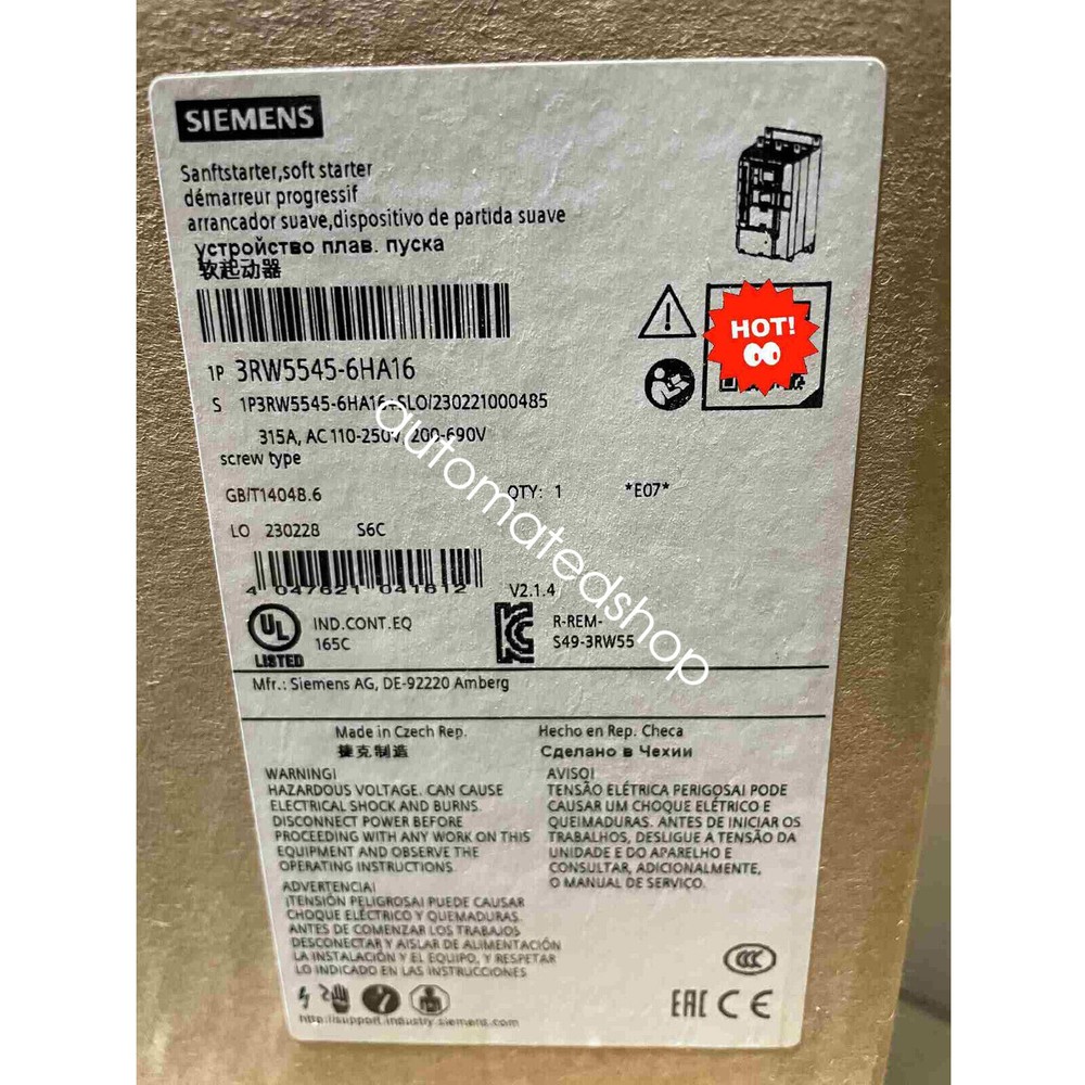 1PC New SIEMENS 3RW5545-6HA16 soft starter Shipping DHL or FedEX