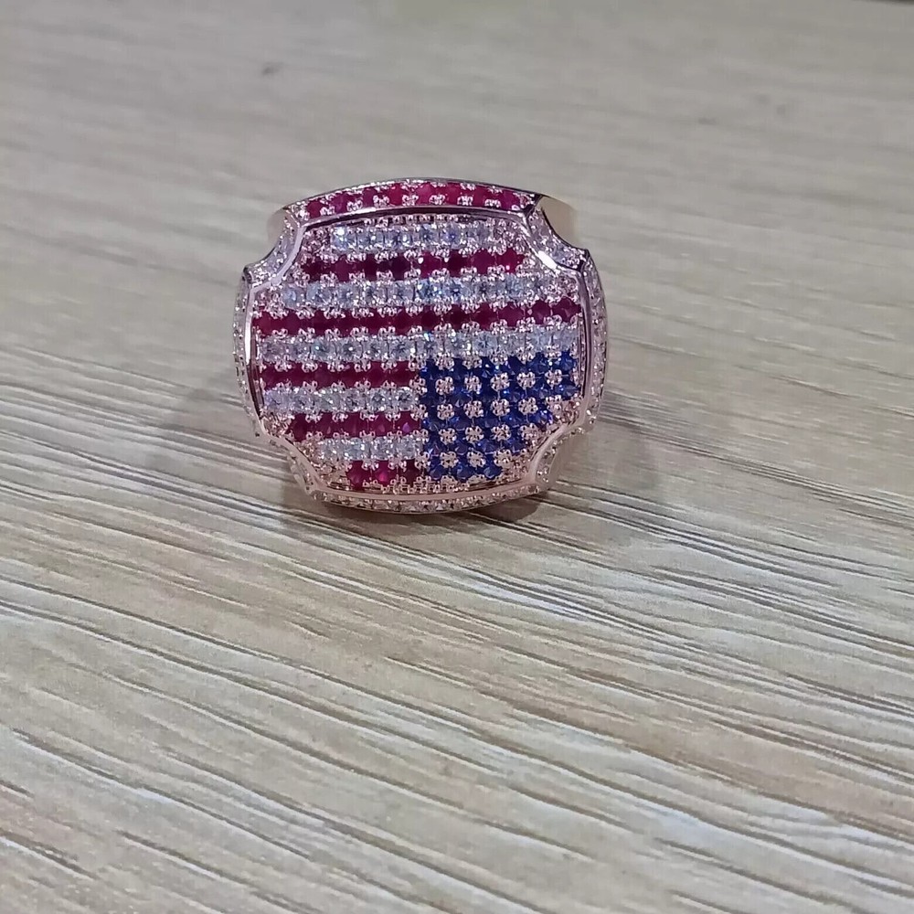 Round Cut Simulated Pink Ruby Men's Stunning Band Ring In 14k Rose Gold Plated