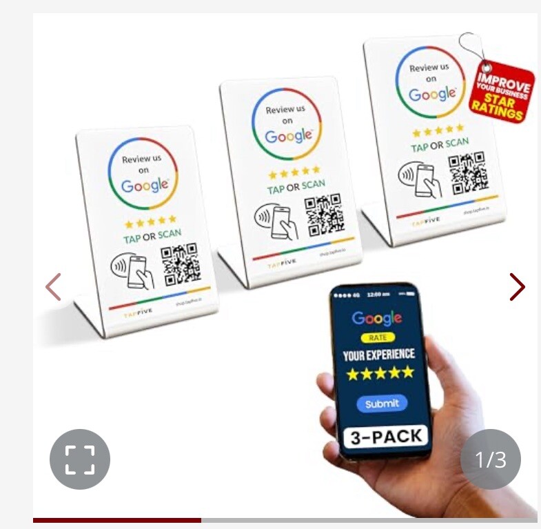 Google Review Stands (3 Pack) NFC QR Reusable Boost Business