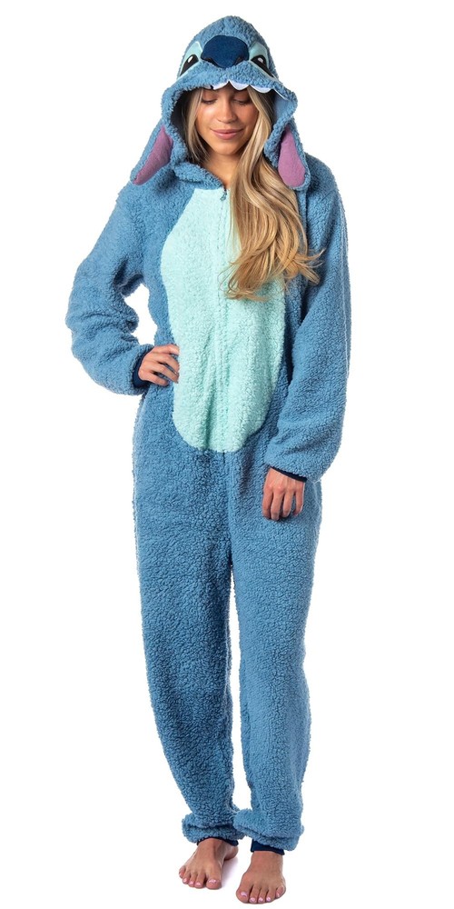 Disney Lilo And Stitch Adult Unisex Stitch Costume Sherpa Fleece One Piece Pa...