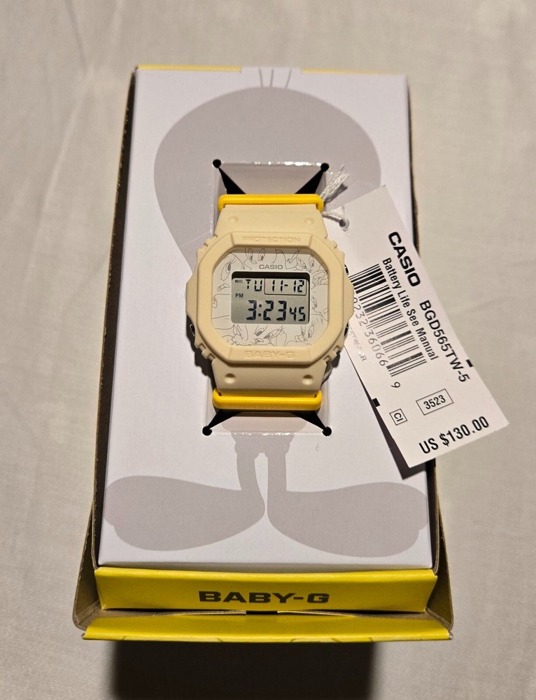 New Casio G-Shock BGD565TW-5 Baby-G Digital Yellow Tweety Resin Limited Watch