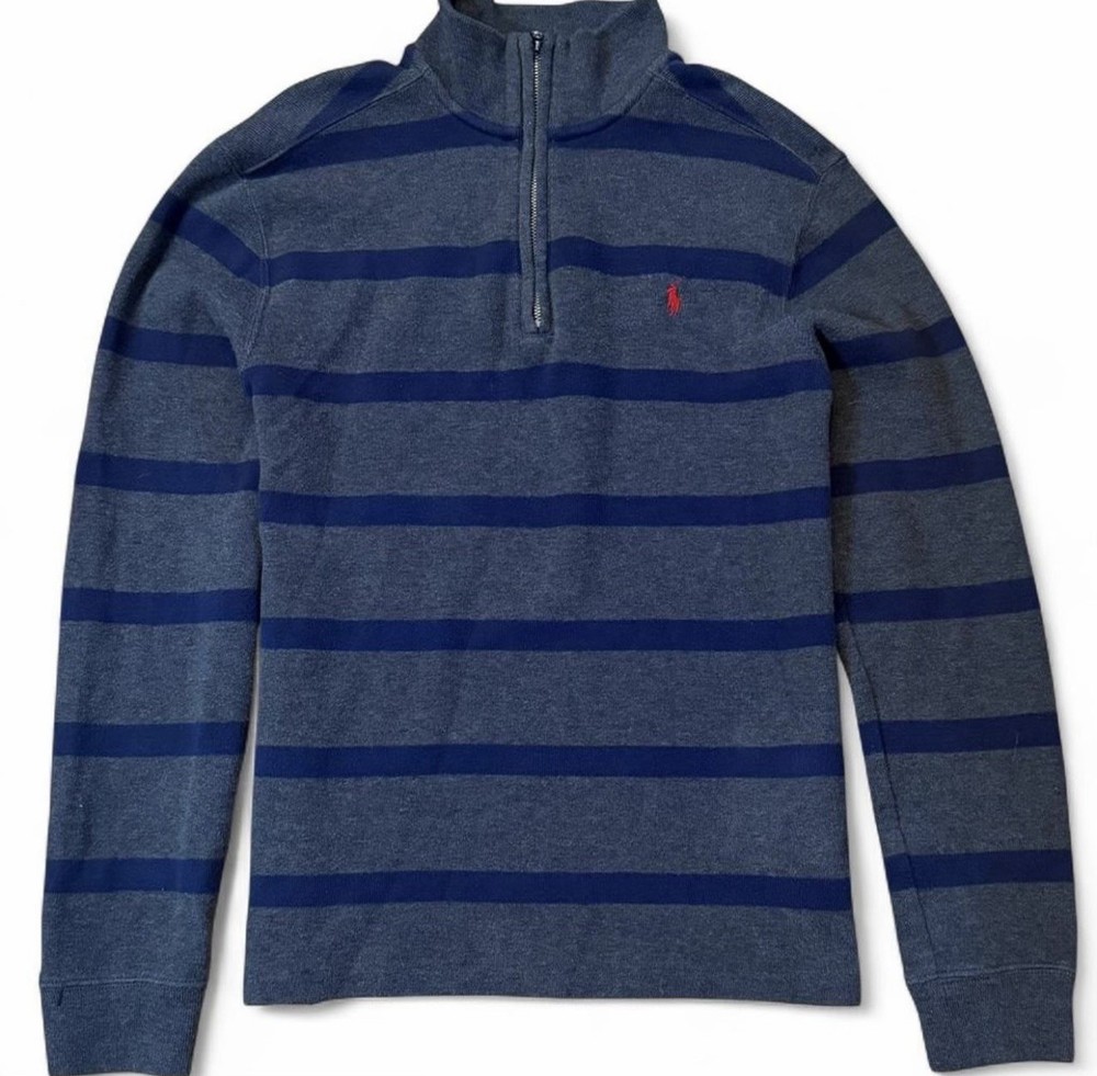 Polo Ralph Lauren Men’s Luxury Jersey Quarter Zip Pullover Blue Size XL