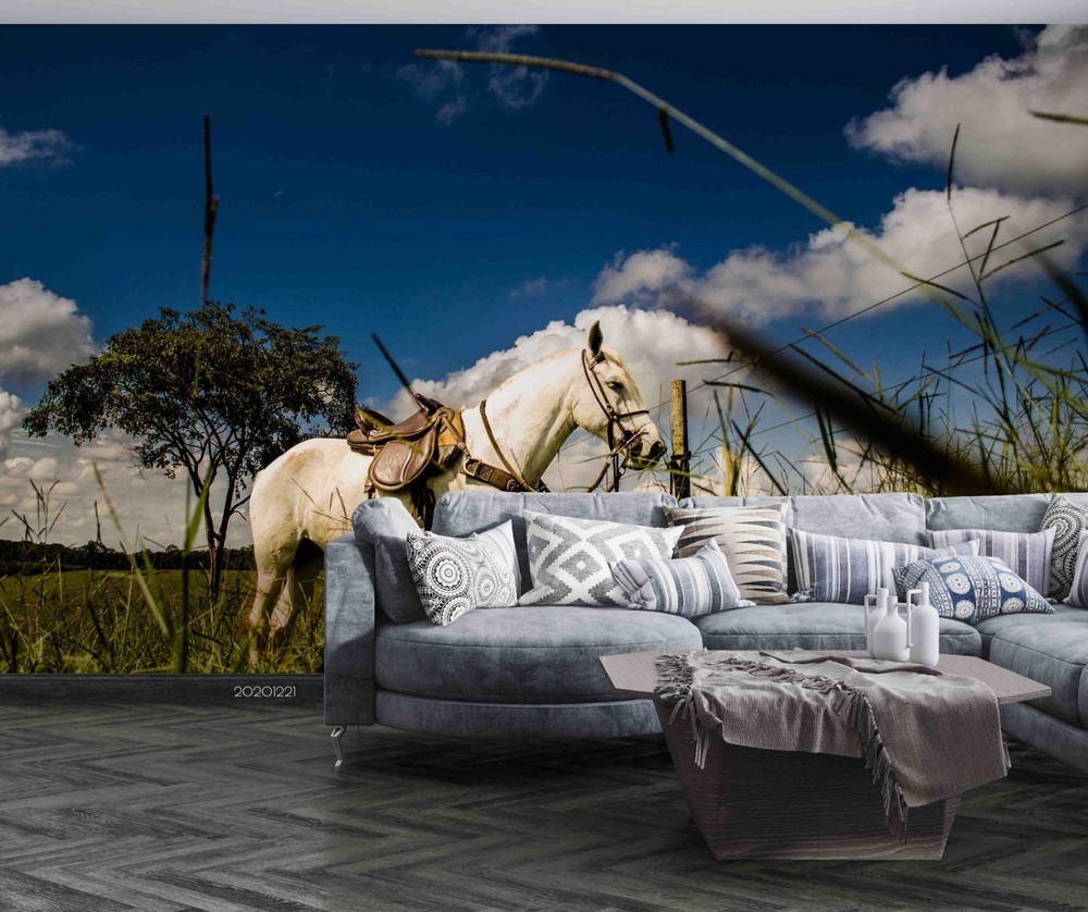 3D Sky Grassland Horse Landscape Wall Murals Wallpaper Murals Wall Sticker