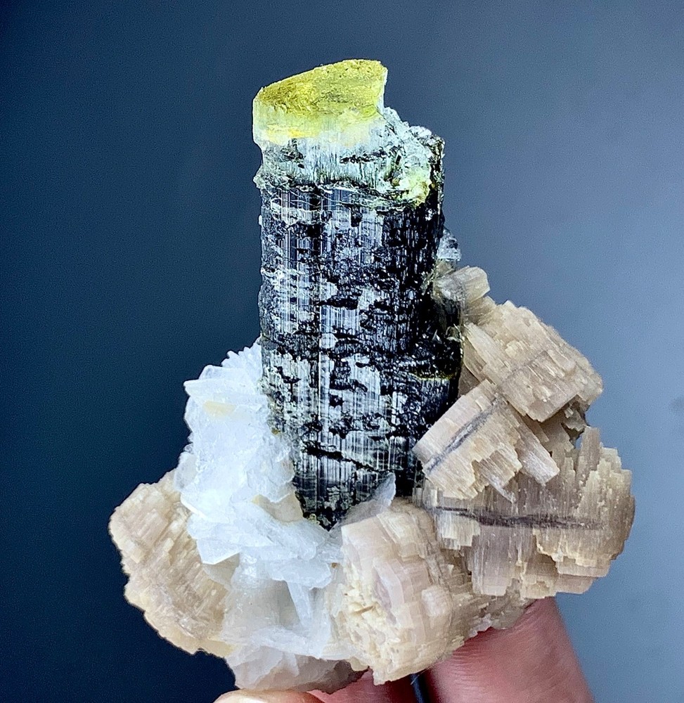 328 Carat Green Cap Tourmaline With Beronnite Crystal From Skardu Pakistan