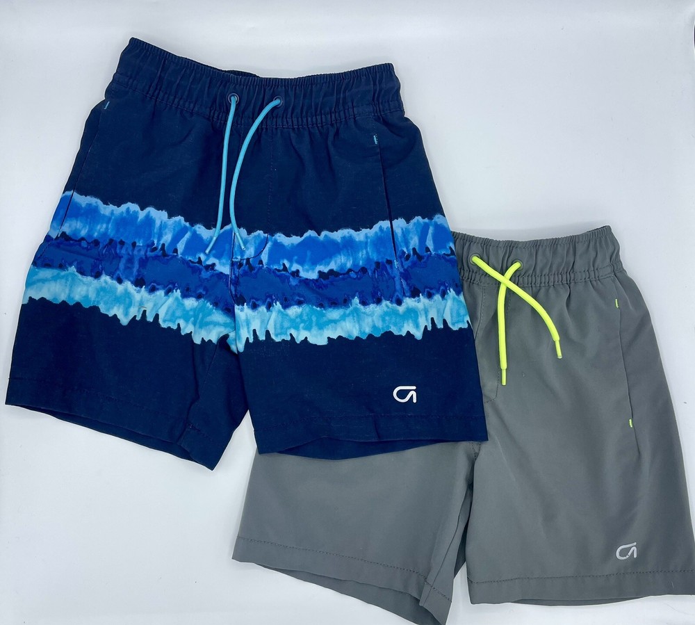 Gap Fit Boys Size 4T 2-Pair Lined Active Shorts Slate Gray Blue