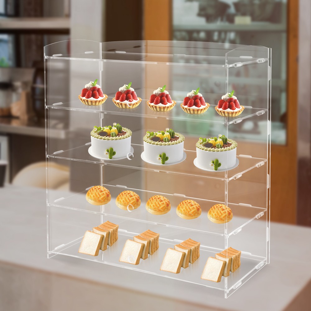 Acrylic Display Case Bakery Pastry Display Case 4 Tier Showcase Countertop