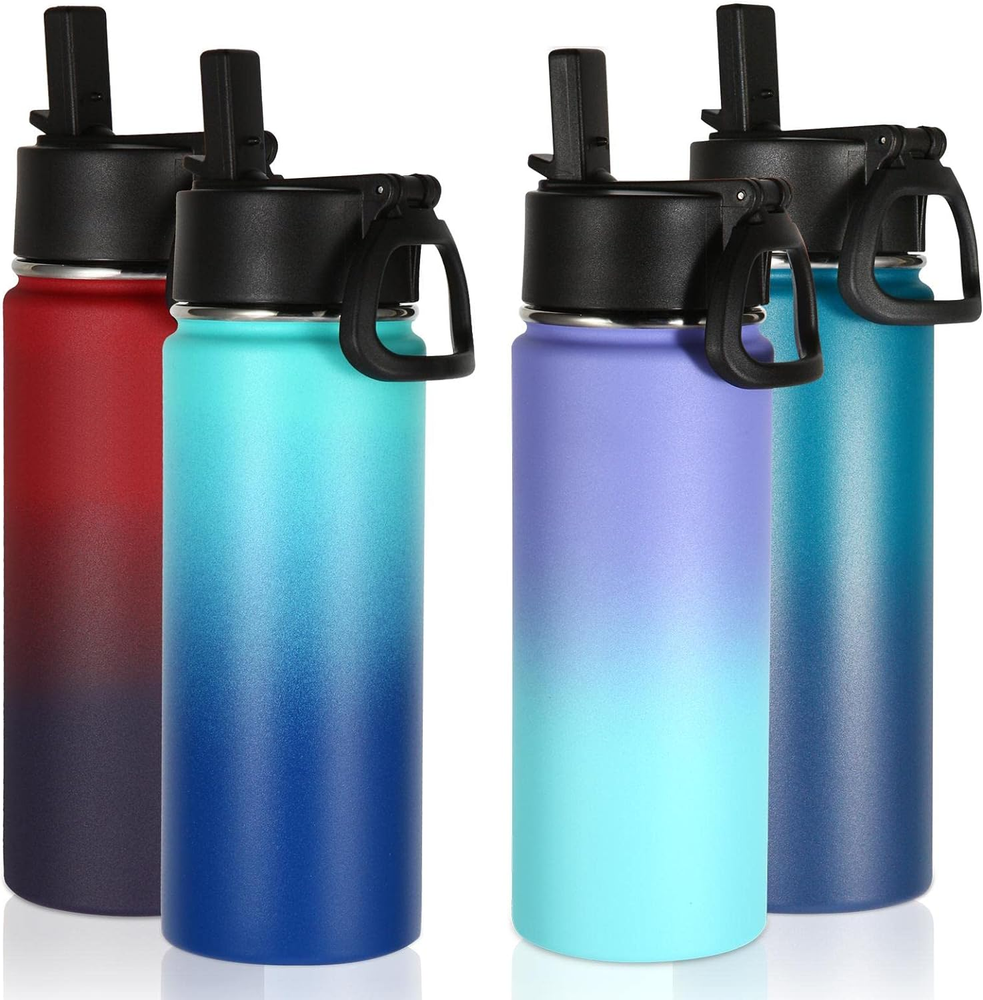 18Oz Insulated Water Bottle Bulk 4 Pack,Kids Stainless Steel Water Bottles with