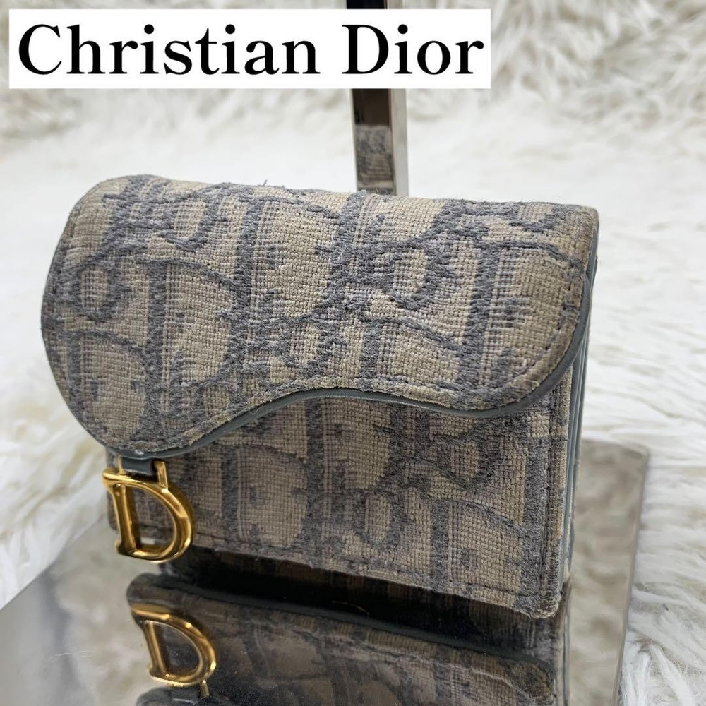 Dior Oblique Jacquard Tri-Fold Gray Wallet for Women Luxury Accessory