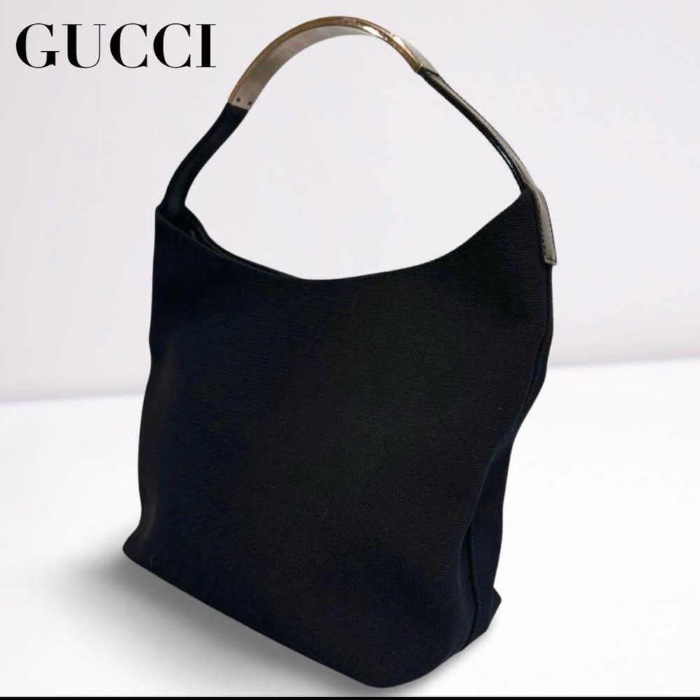 Gucci Authentic Black One Shoulder Bag with Metal Handle Pre-Owned