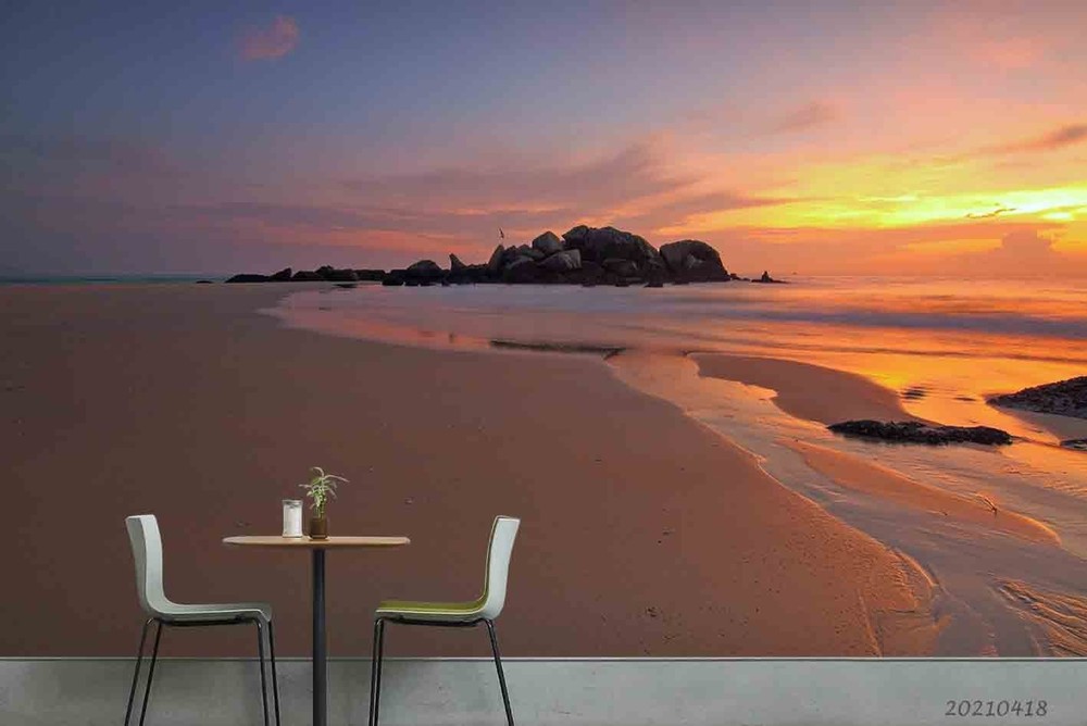 3D Sky Sea Beach Sunset Landscape Wall Murals Wallpaper Murals Wall Sticker