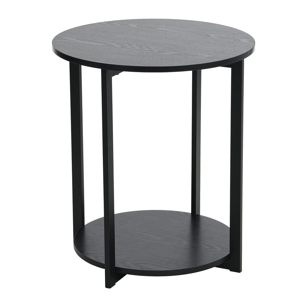 Black Oak Round 2-Tier End Table with Sturdy Design  