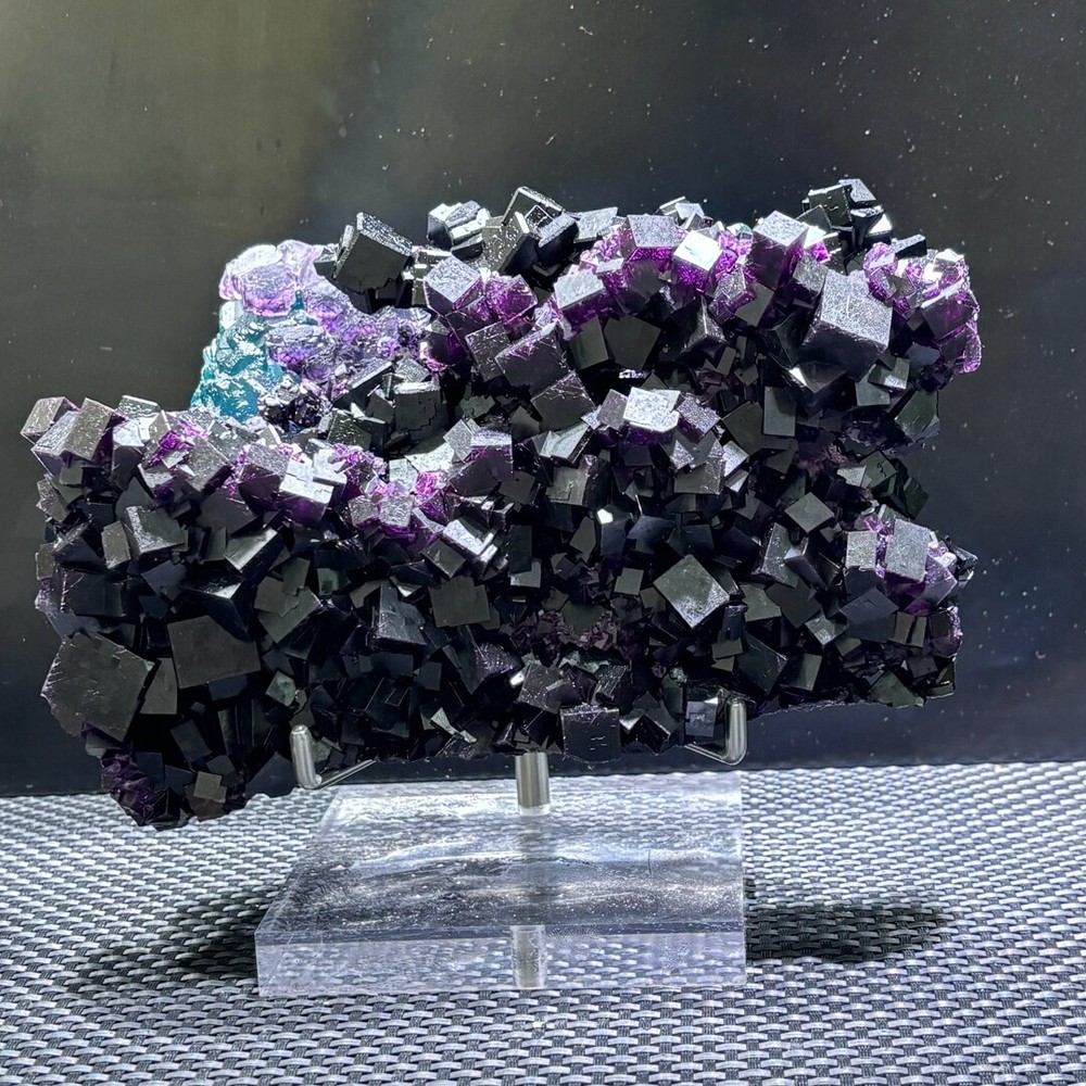 5.12LB Rare Natural Blue Fluorite Quartz Crystal Specimen with Stand