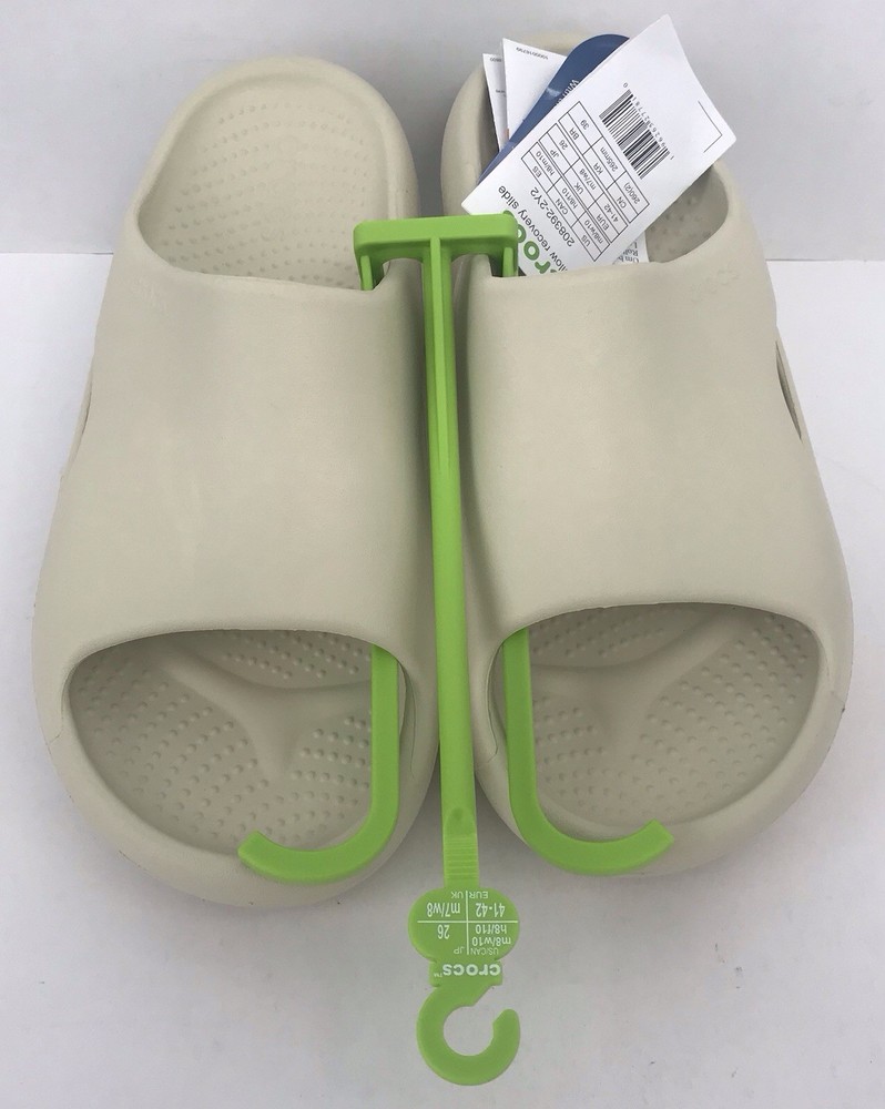 Crocs Mellow Recovery Slide M8 W10 Bone Open Toe Comfortable 208392-2Y2