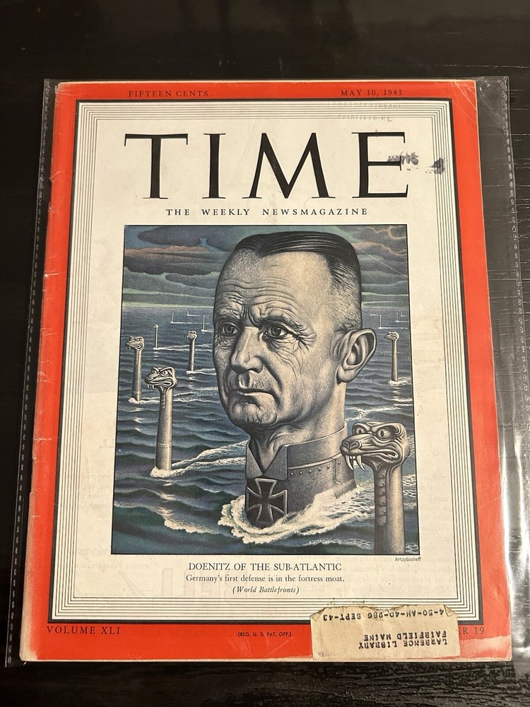 Time Magazine May 10, 1943 Doenitz Of The Sub-Atlantic