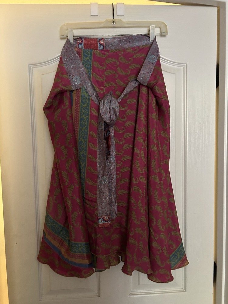 Darn Good Yarn Sari Silk Wrap Goddess Mini Length 22-26W Skirt