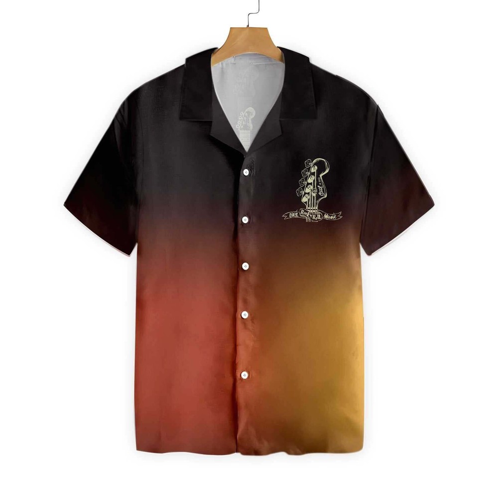Rock And Roll Music Guitar Hawaiian Shirt with Live Performance Design for Music Enthusiasts