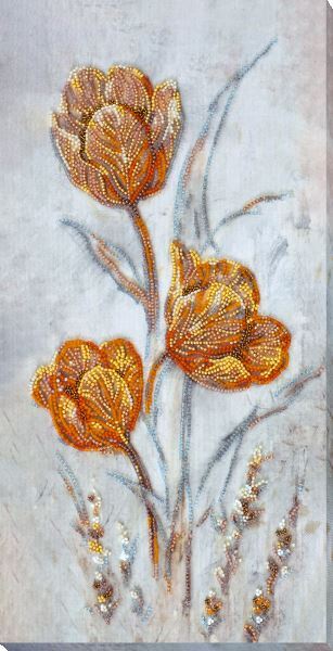 Bead embroidery kit Ball of flowers needlework kit Art canvas beadwork pattern