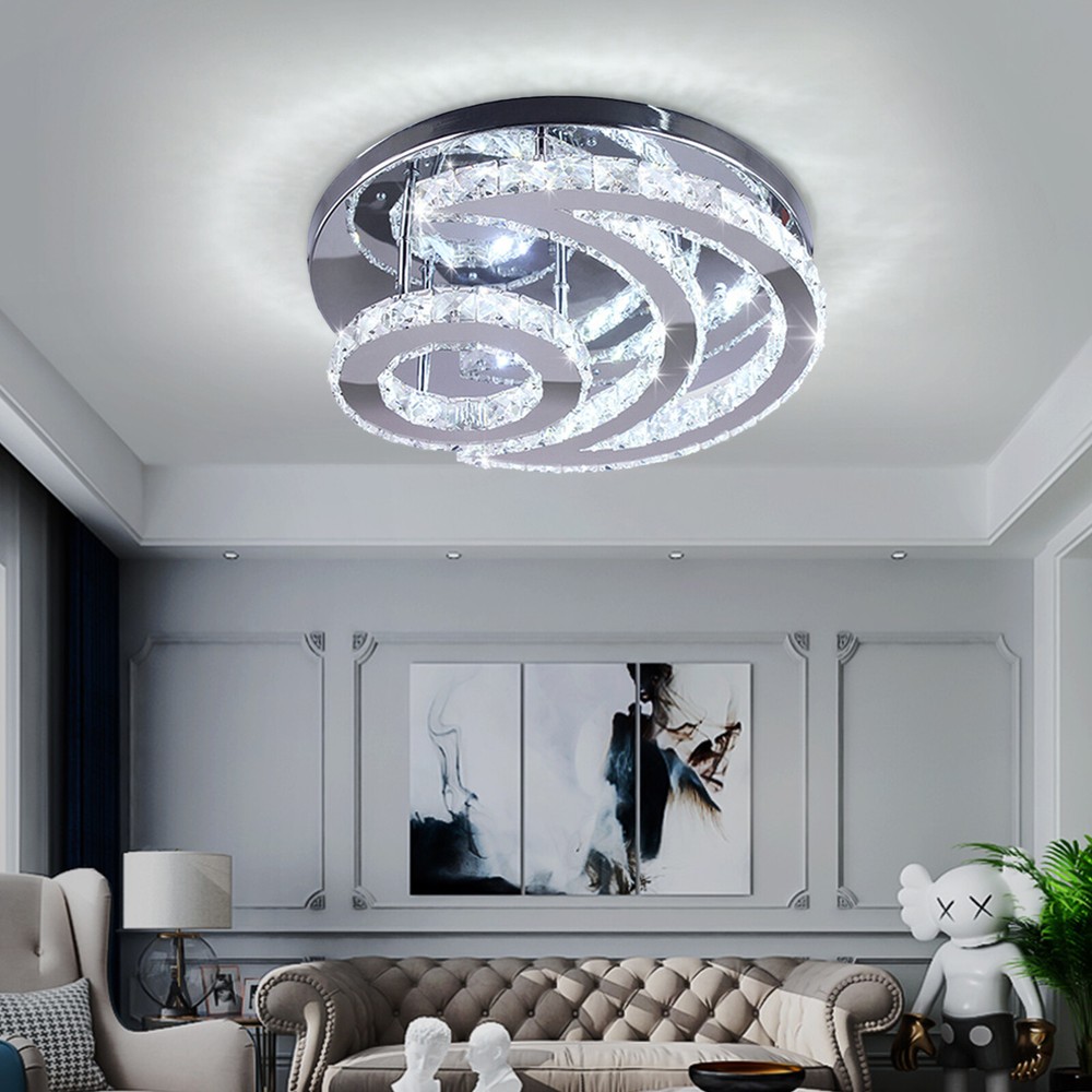 Modern Crystal Moon-Shape Ceiling Pendant Lamp LED Chandelier Lighting Fixture