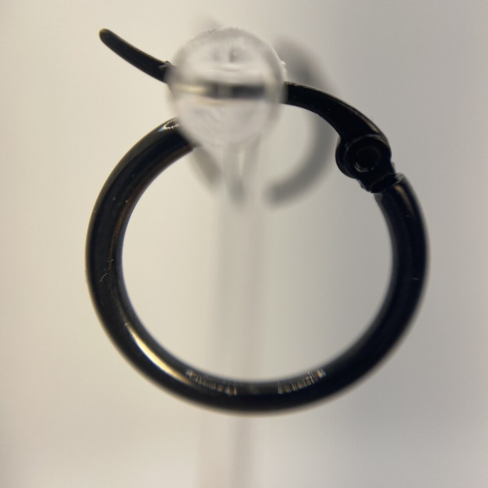 Black Plated Surgical Steel Hoop Earrings Latch Back Womens Teens Gothic Emo