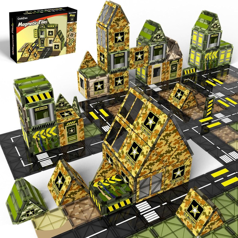 48-Piece Military STEM Magnetic Building Blocks for Kids - Army Toy Set