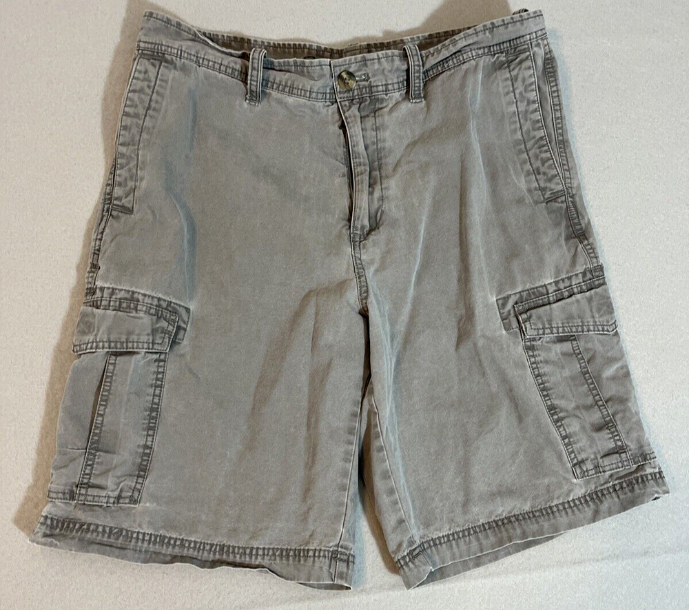 Eddie Bauer Cargo Shorts Mens Size 34 Grey Outdoor Utility 100% Cotton