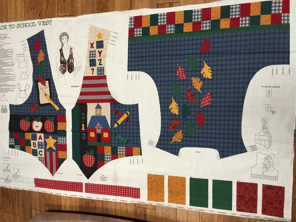 Kids Alphabet Vest Sewing Panel – Multi-Size Cotton Back to School Craft Fabric-image