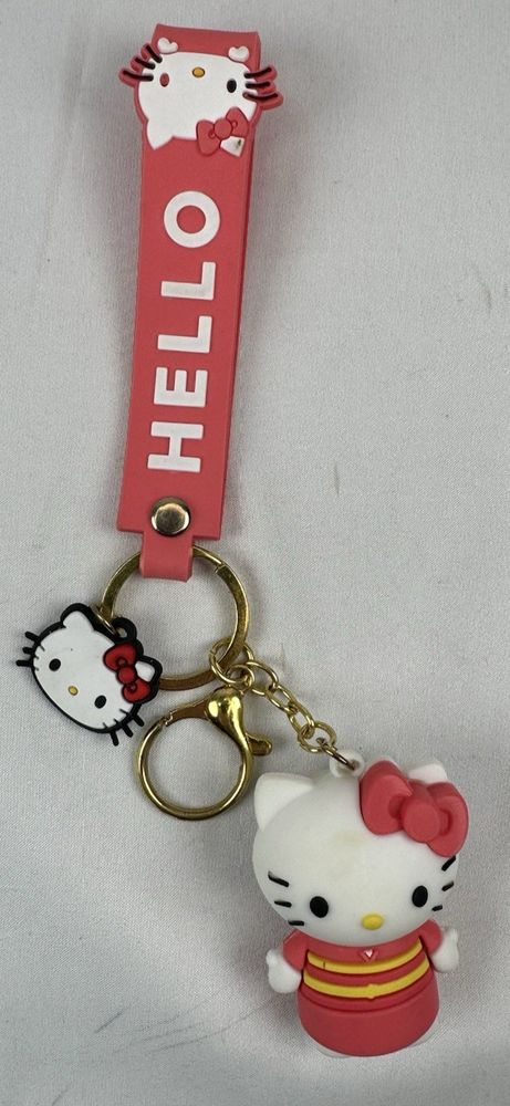 Hello Kitty Wristlet Keychain Charm with Zipper Pull and Lanyard Strap - 1 Inch Wide  