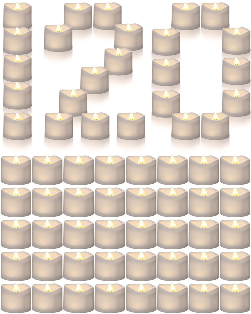 120 Flameless LED Tea Light Candles with Long-Lasting Batteries