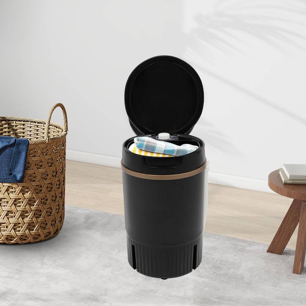 Portable Mini Washing Machine with Drainage Basket Multi-Functional Black Washer