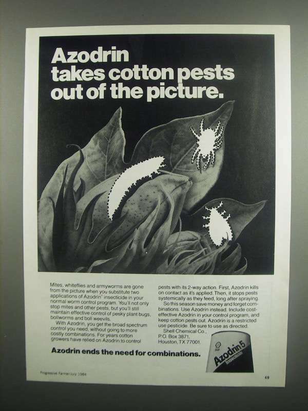 1984 Shell Azodrin 5 Insecticide Ad - Cotton Pests
