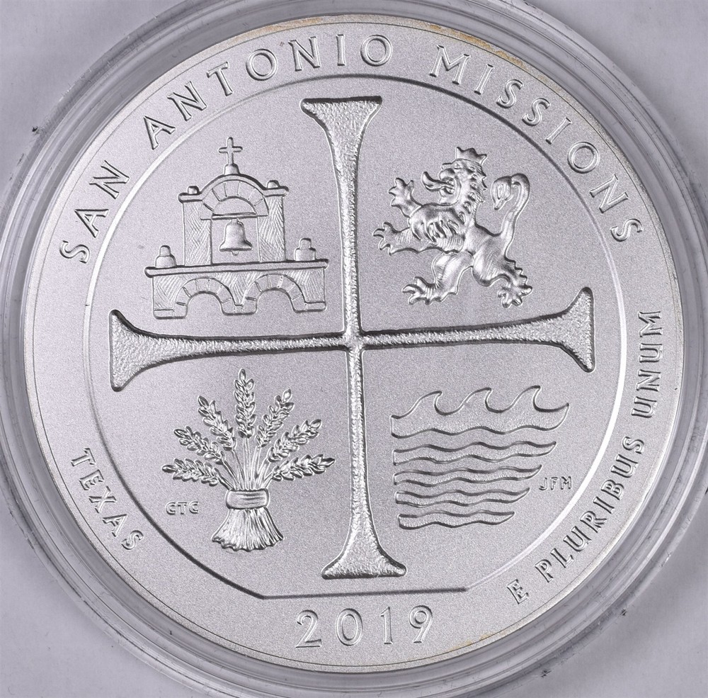 2019 San Antonio Missions 5 oz Silver - Uncirculated With Box & COA