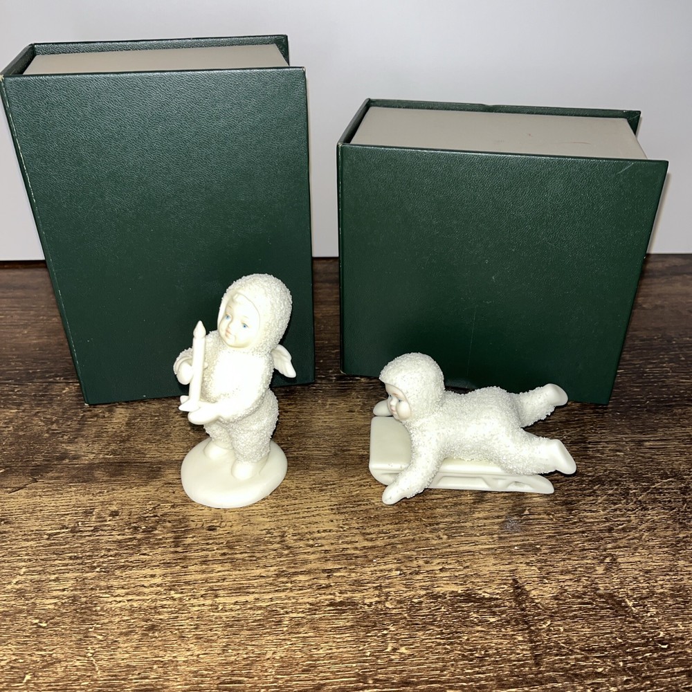 Lot of 2 Dept 56 Snowbabies Just One Little Candle Winter Tales Figurines