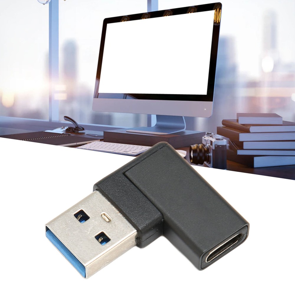 90 Degree Right Angle USB 3.0 to USB C Adapter Plug and Play