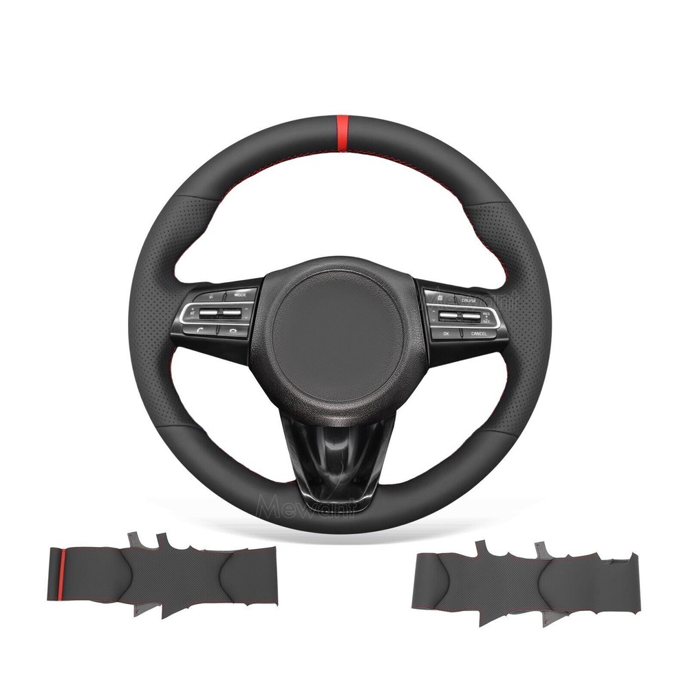 Hand Stitch Custom PU Leather Steering Wheel Cover for Kia Stinger GT 2018-21