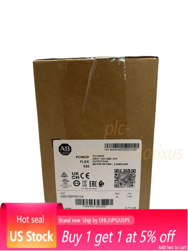 NEW Factory Sealed AB 25B-D6P0N104 Allen-Bradley PowerFlex 525 AC Drive 2022 US