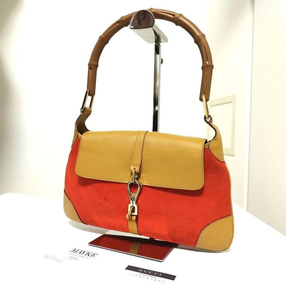 Gucci Bamboo Handbag in Suede Leather Excellent Condition Kandinsky Design