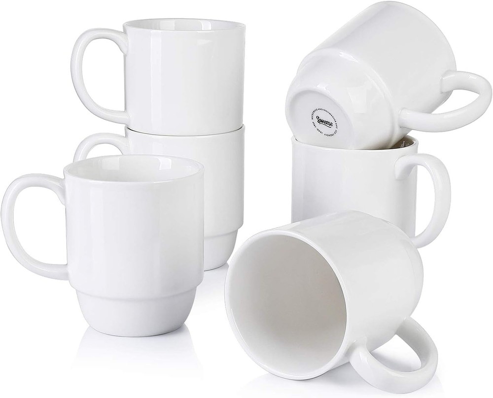 Sweese 21 Oz Large Mug Set, Porcelain Stackable Mugs Sets of 6, Coffee Cups w...