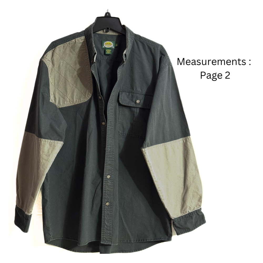 Cabela's Classic II Right Patch Shooting Shirt Sz: XL Reg/Green Cotton Button Up