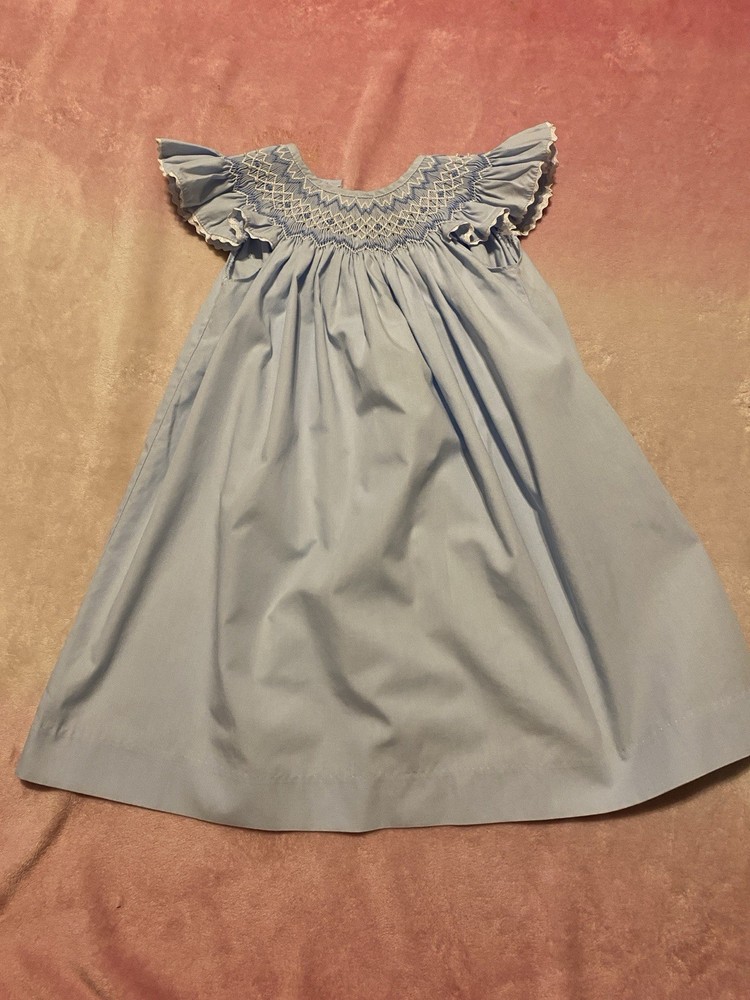 Girls Light Blue Smocked Dress 12 Mos
