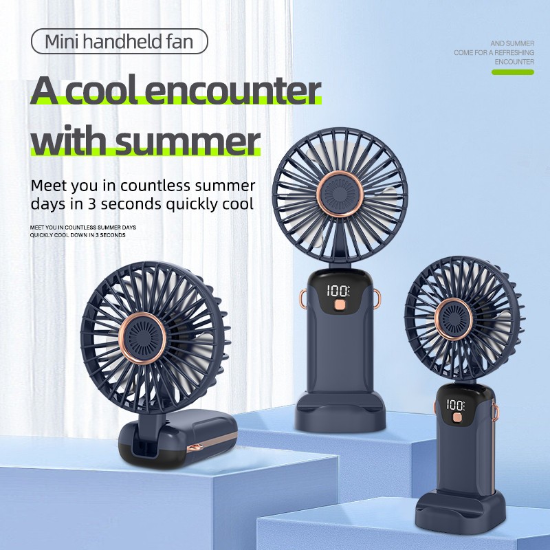 Mini Hand-held Portable Folding Summer Fan 5 Speed Cooling USB Rechargeable Fan