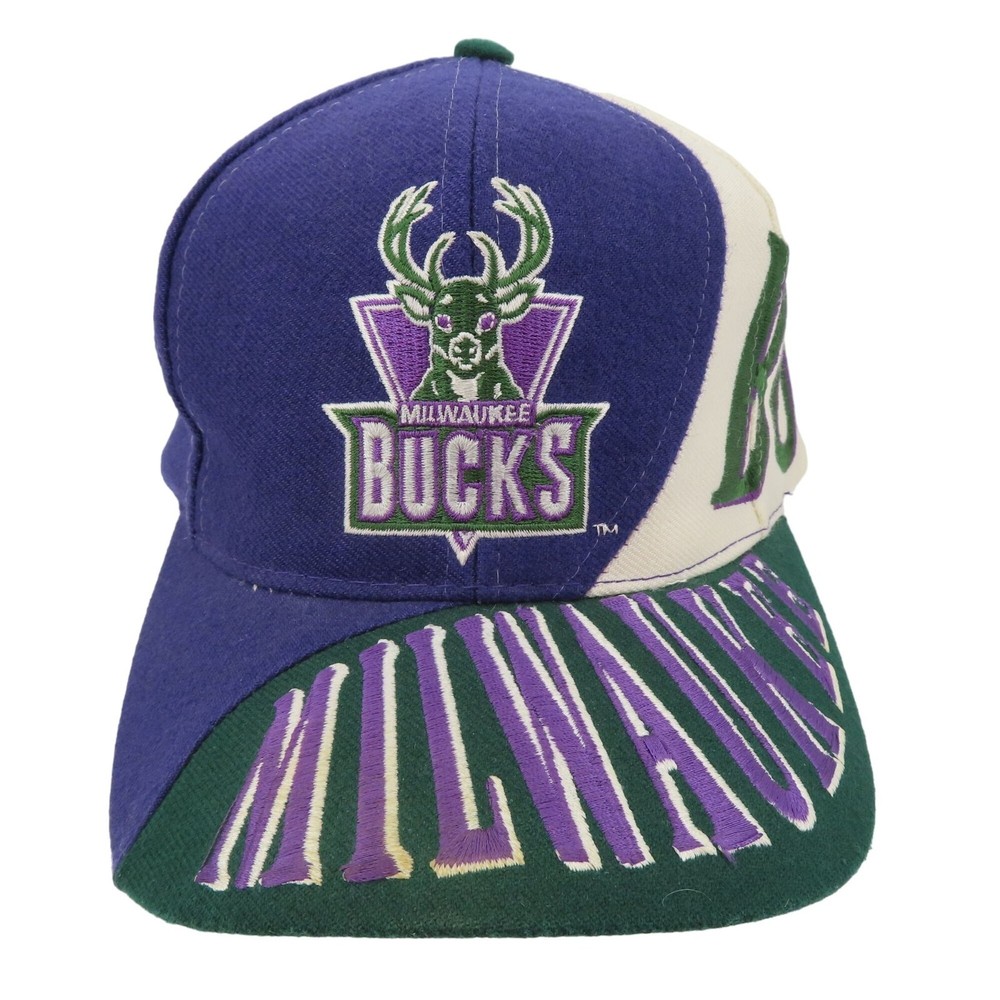 NBA Milwaukee Bucks Drew Pearson Embroidered Spellout Hat Cap Adult One Size VTG