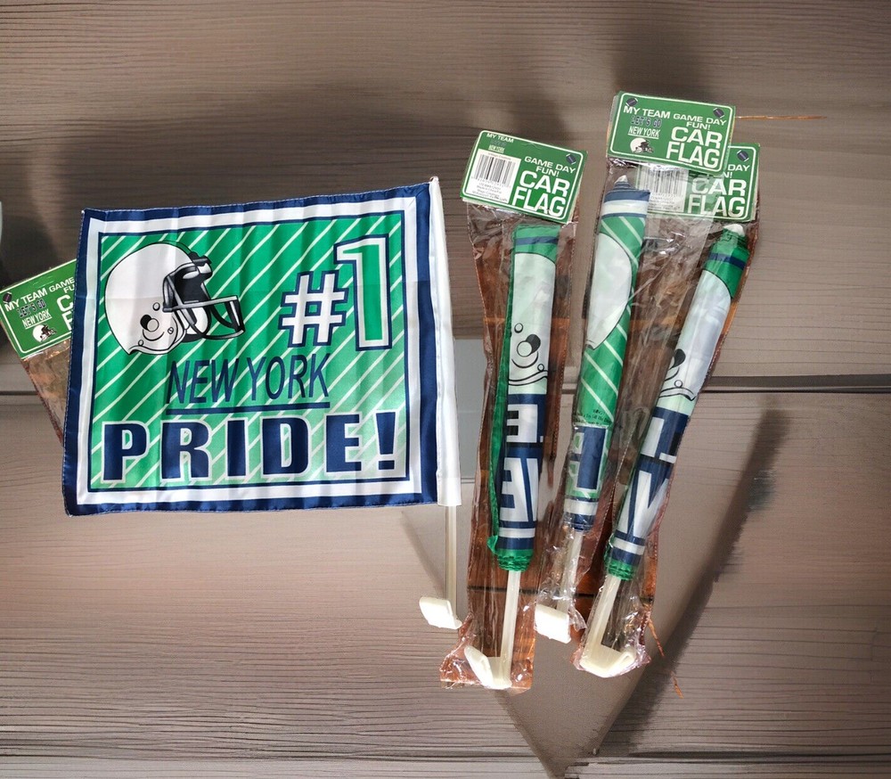 New York Pride Football Team Helmet Car Flags Set of 4 Green-image