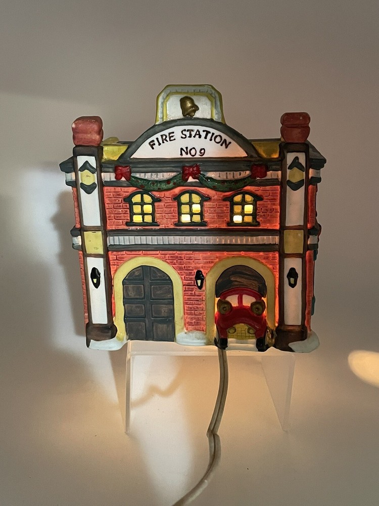Grandeur Noel Village Lighted House Firehouse Christmas