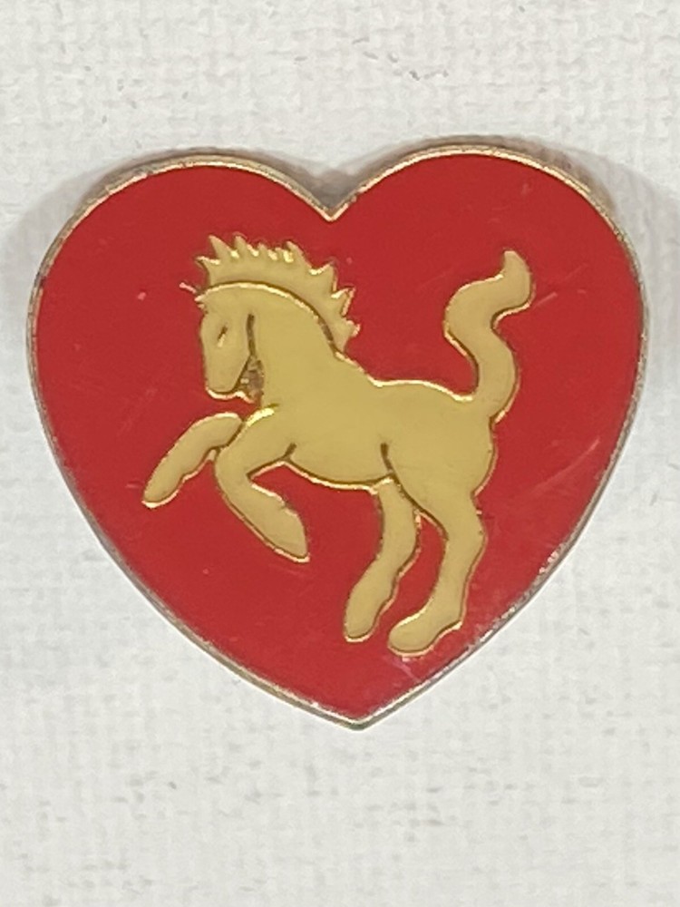 Vintage Unicorn Red Heart Enamel Hat Pin